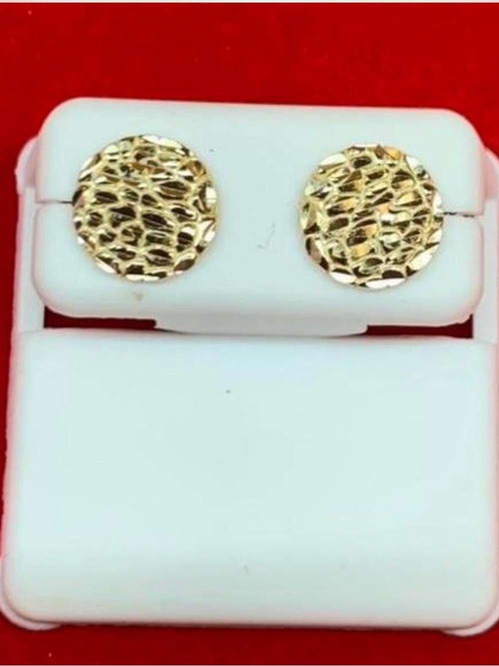 New yellow 925 Sterling silver round Nugget Stud Earrings